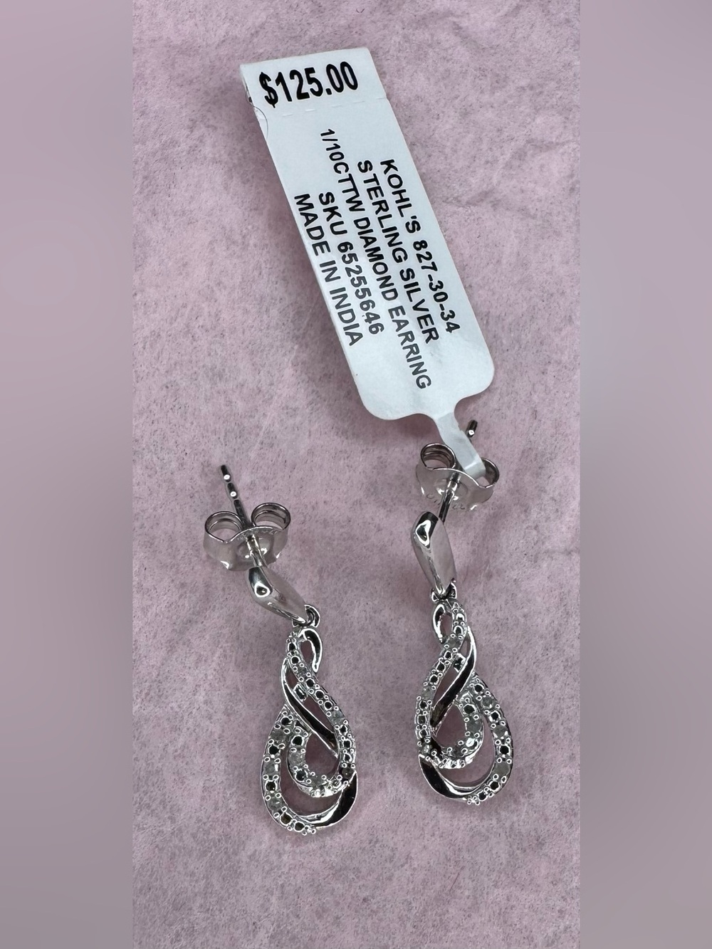 Kohl's Silver Twisted Marquise Drop Earrings with Sparkling Accents